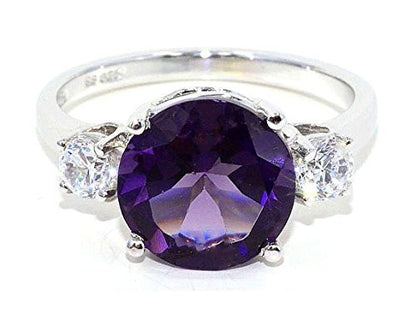 4 Ct Alexandrite & White Topaz Round Ring .925 Sterling Silver Rhodium Finish