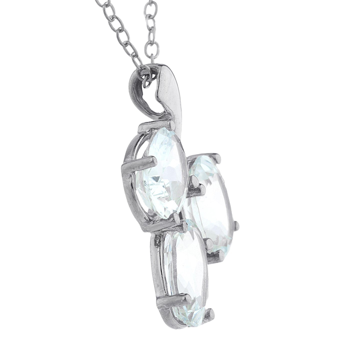 4.5 Ct Genuine Aquamarine Oval Design Pendant .925 Sterling Silver