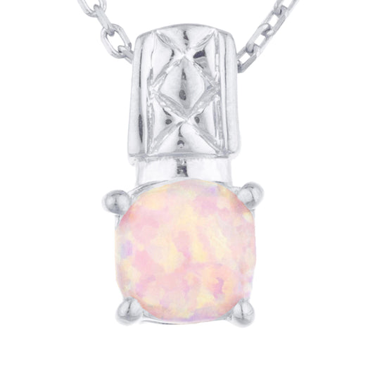 Pink Opal Round Design Pendant .925 Sterling Silver