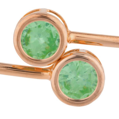 14Kt Rose Gold Plated Green Sapphire Round Bezel Bangle Bracelet