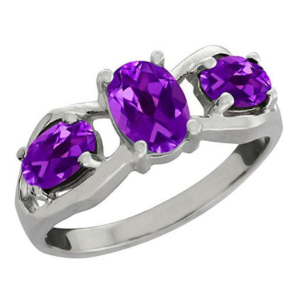 2 Ct Amethyst Oval Ring .925 Sterling Silver Rhodium Finish