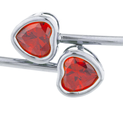 2 Ct Garnet Heart Bezel Bangle Bracelet .925 Sterling Silver