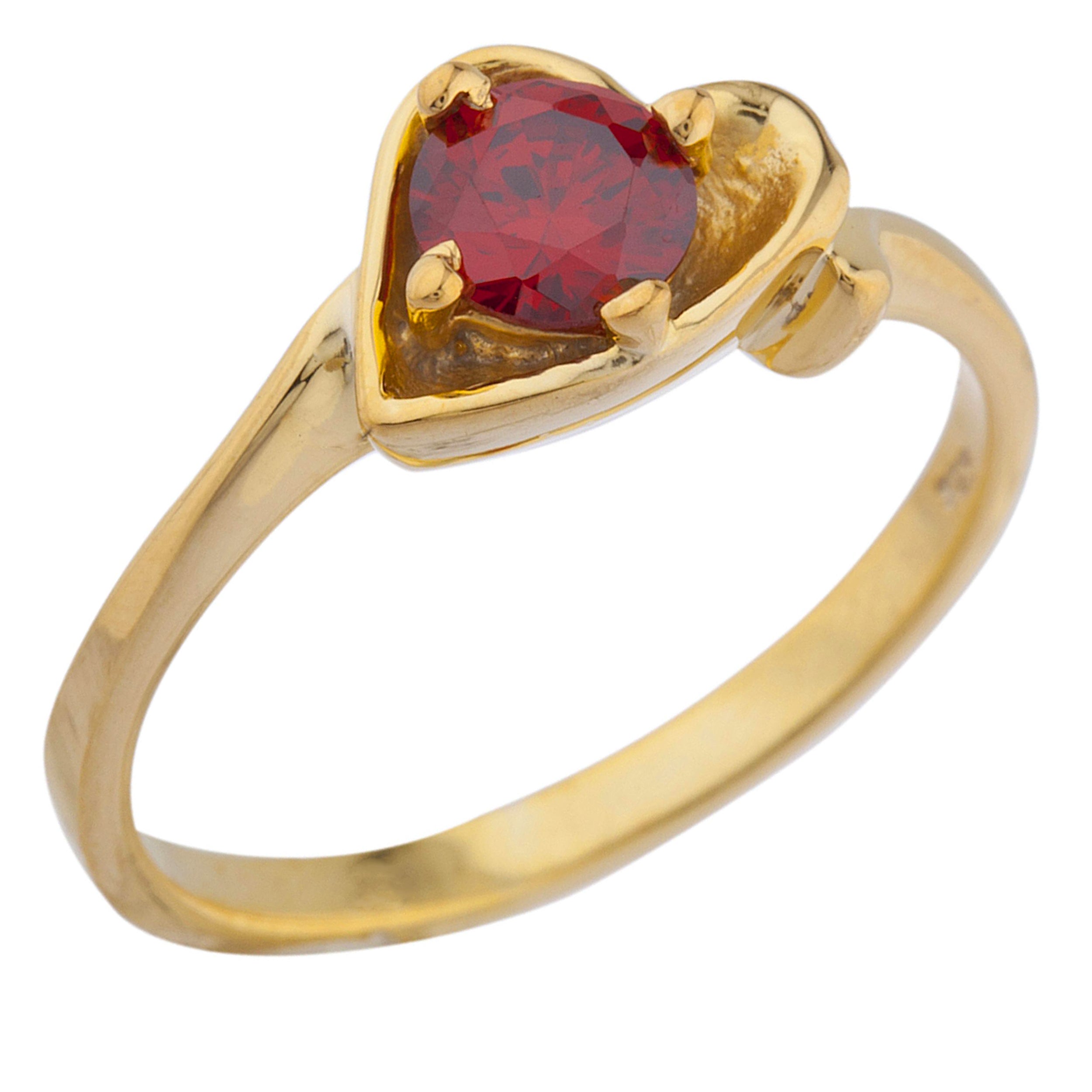 14Kt Gold Garnet Round Heart Ring
