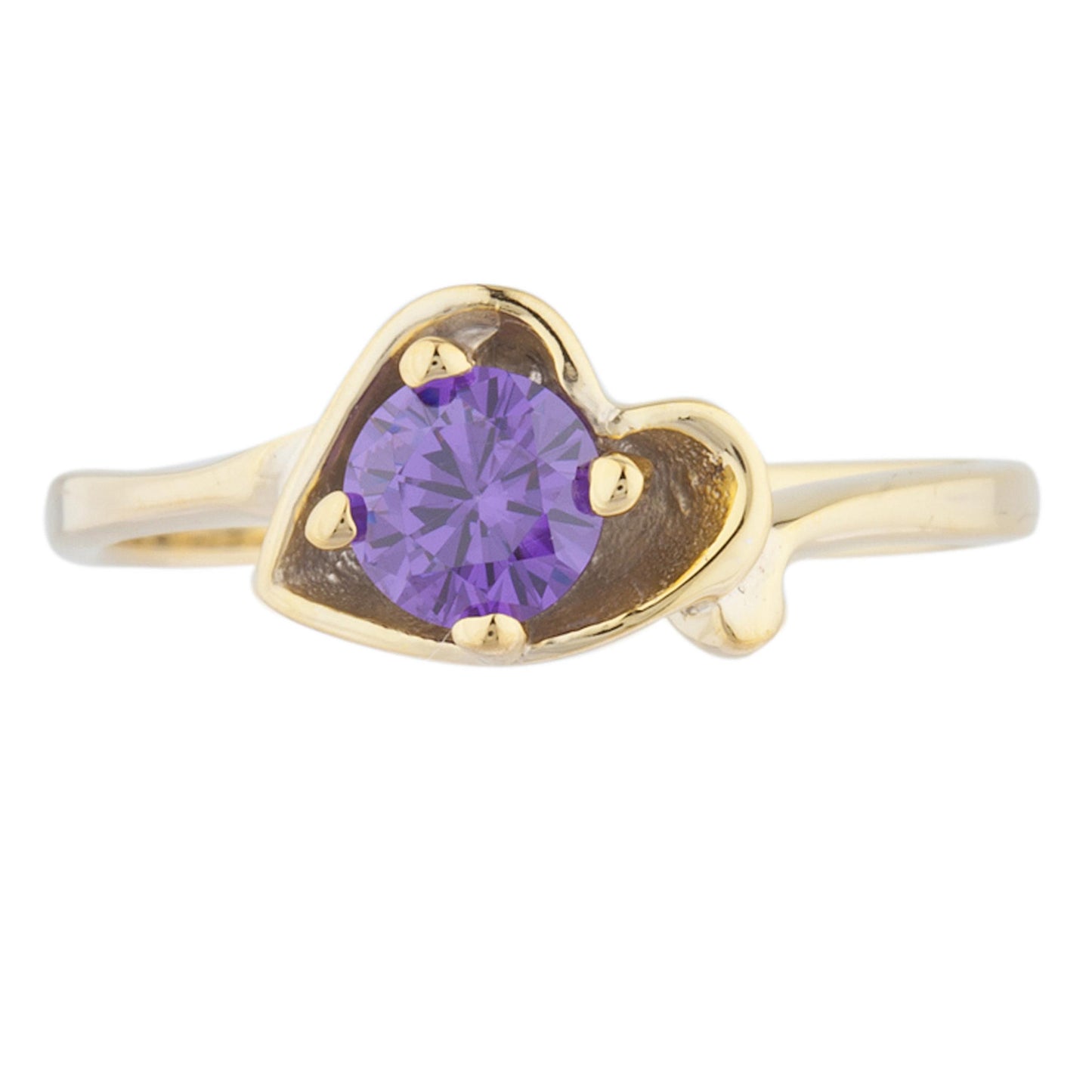 14Kt Gold Amethyst Round Heart Ring