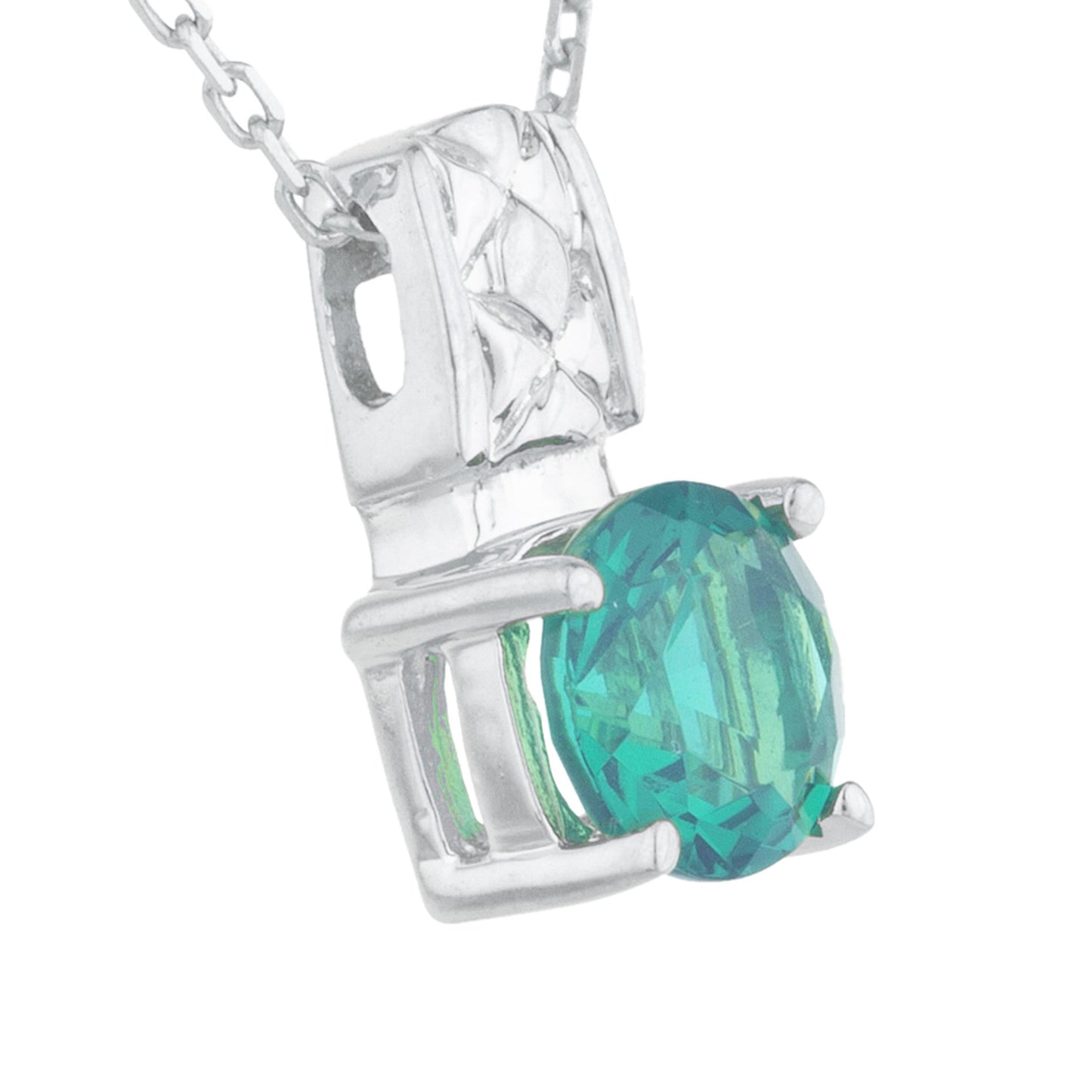 1 Ct Emerald Round Design Pendant .925 Sterling Silver