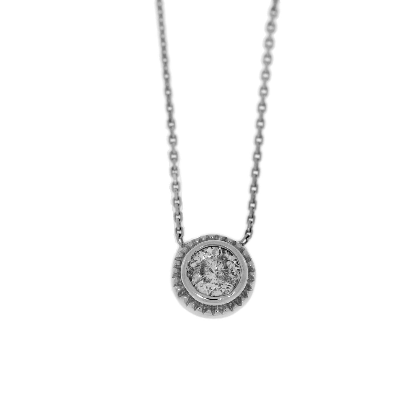 14Kt Gold 0.15 Ct Genuine Natural Diamond Bezel Pendant Necklace