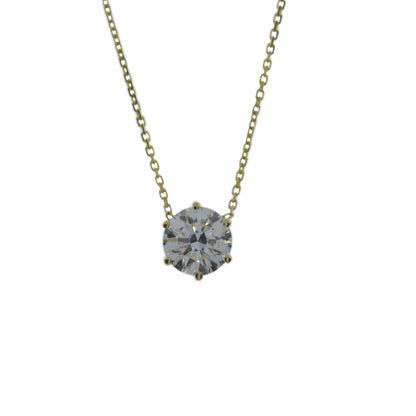 14Kt Gold 1 Ct Lab Grown Diamond 6 Prong Solitaire Pendant Necklace