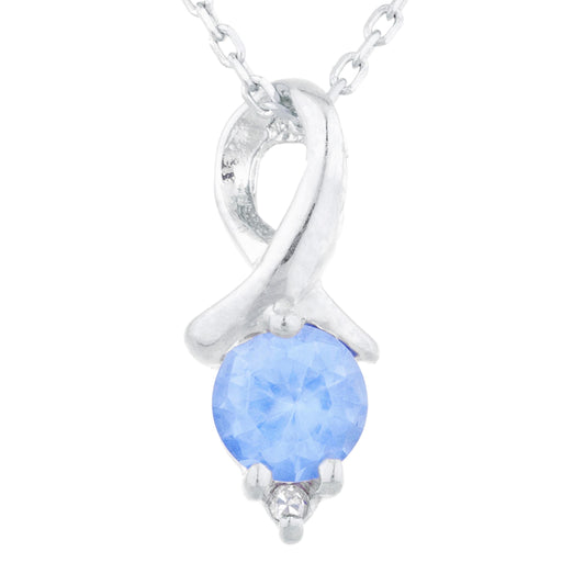 0.50 Ct Tanzanite & Diamond Round Design Pendant .925 Sterling Silver