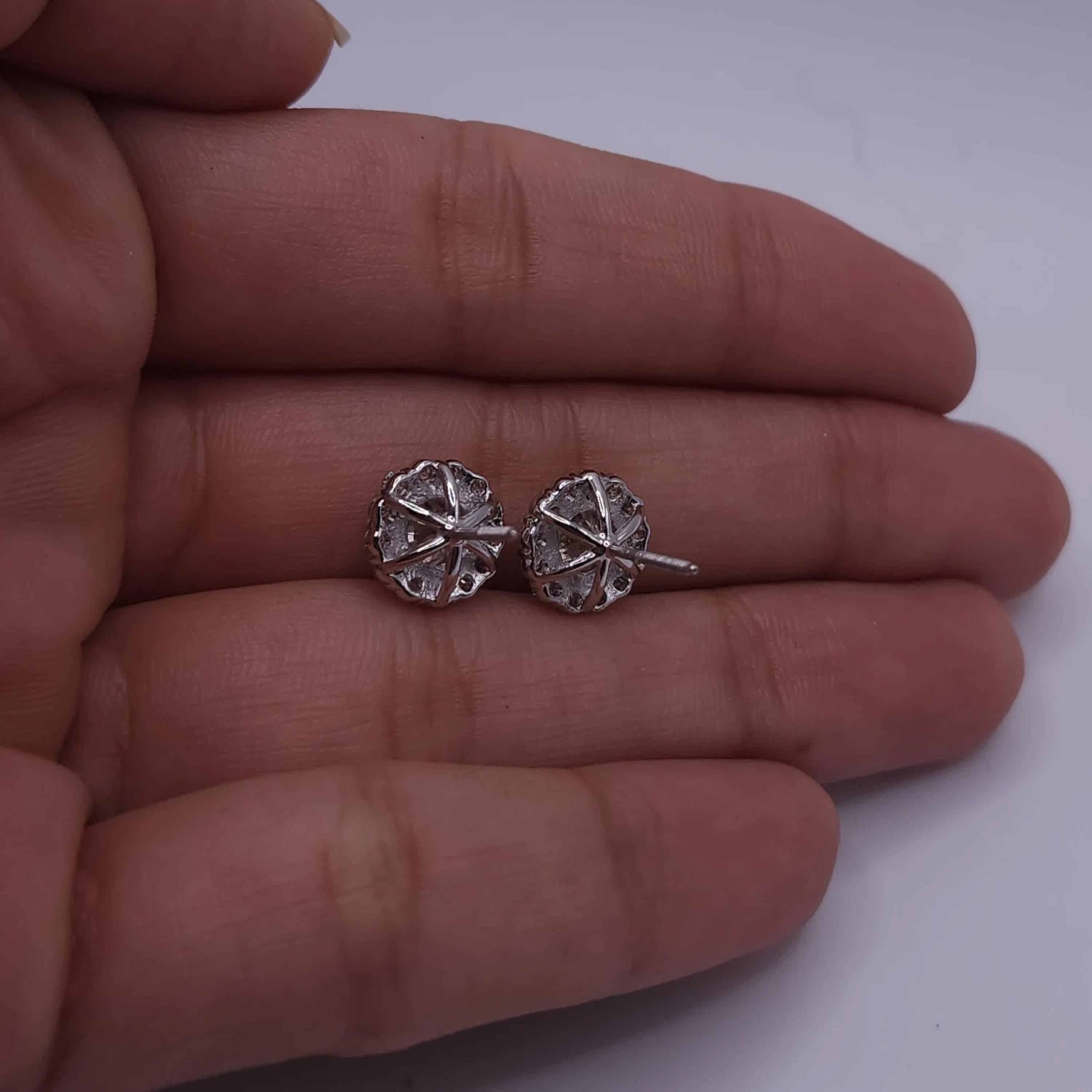 14Kt Gold 2.32 Ct Genuine Natural Diamond Halo Stud Earrings