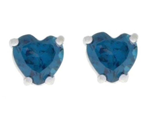 2 Ct London Blue Topaz Heart Stud Earrings .925 Sterling Silver