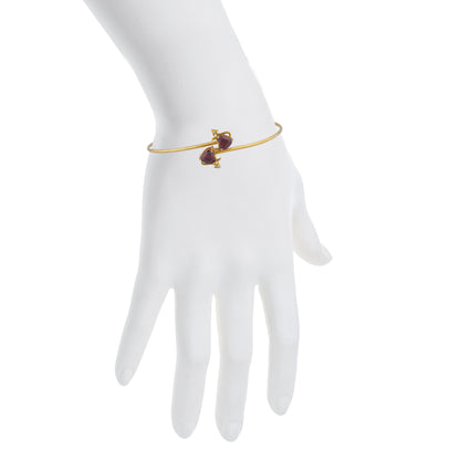 Garnet & Diamond Devil Heart Bangle Bracelet 14Kt Yellow Gold Rose Gold Silver