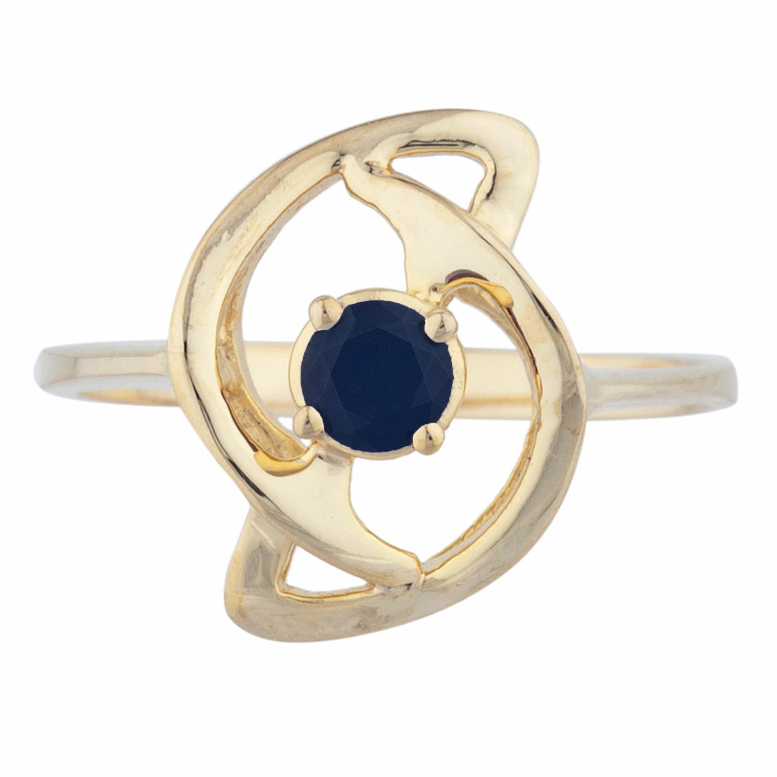 14Kt Gold Genuine Black Onyx Infinity Design Ring