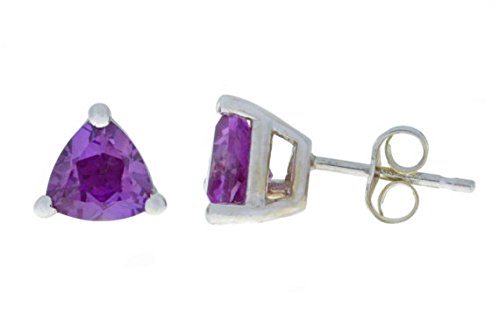2 Ct Alexandrite Trillion Stud Earrings 14Kt White Gold