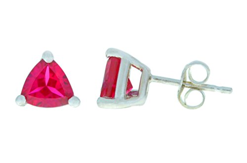 2 Ct Ruby Trillion Stud Earrings 14Kt White Gold