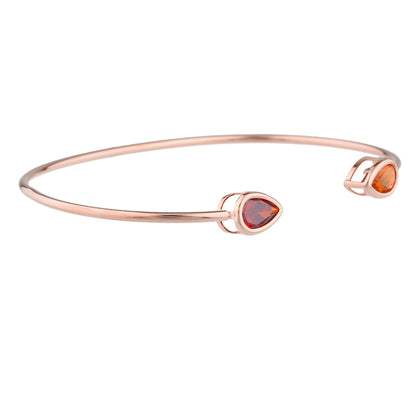 14Kt Gold Garnet & Orange Citrine Pear Bezel Bangle Bracelet