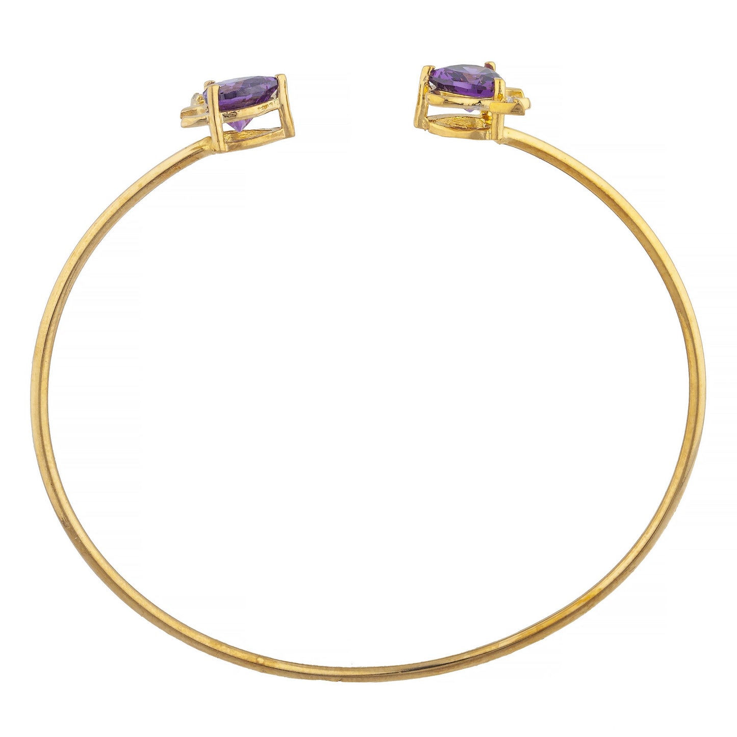 14Kt Gold Amethyst & Diamond Devil Heart Bangle Bracelet