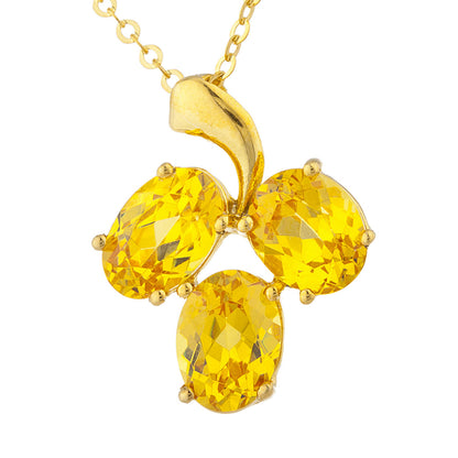 14Kt Yellow Gold Plated Yellow Citrine Oval Design Pendant