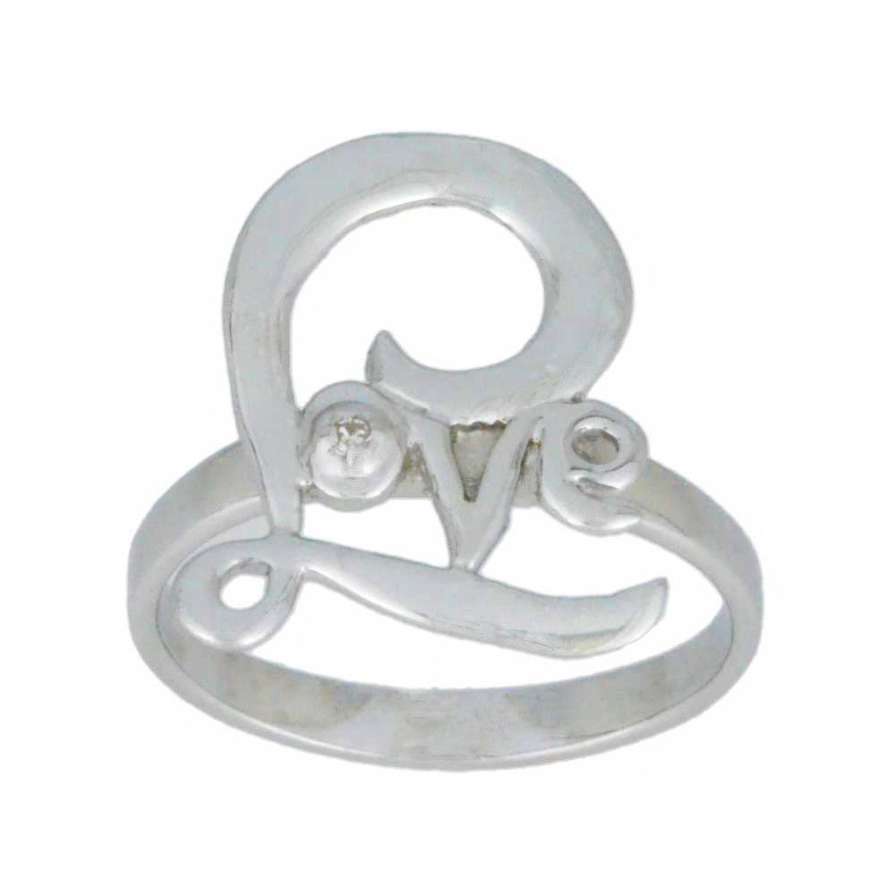 Natural Diamond Love Ring .925 Sterling Silver