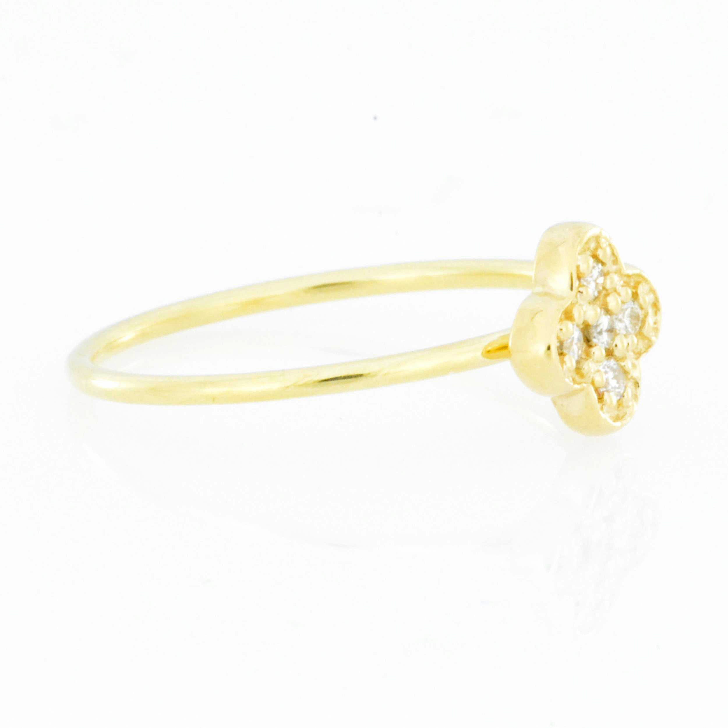14Kt Gold Genuine Natural Diamond Clover Ring