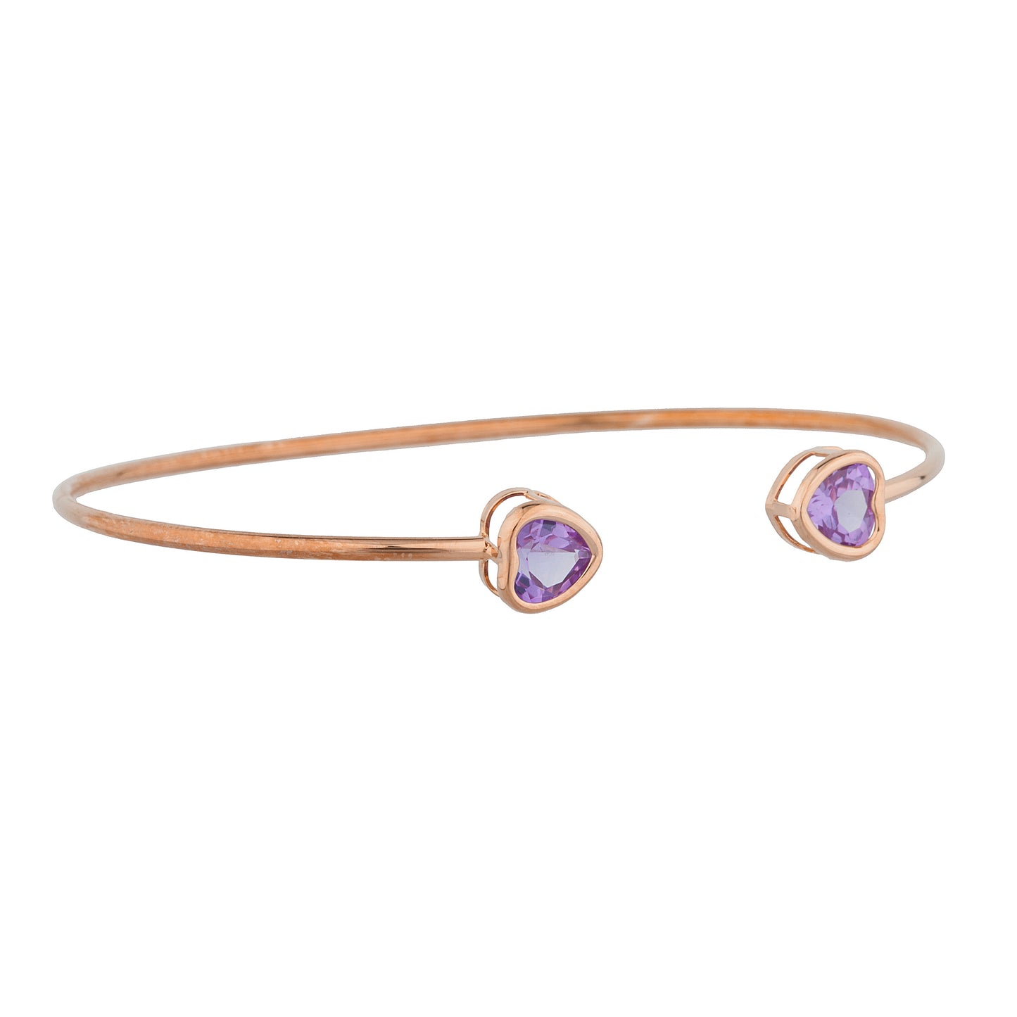 14Kt Rose Gold Plated Alexandrite Heart Bezel Bangle Bracelet