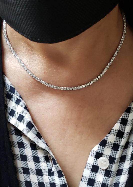 14Kt White Gold 11.67 Ct 16 Inch Diamond Tennis Necklace