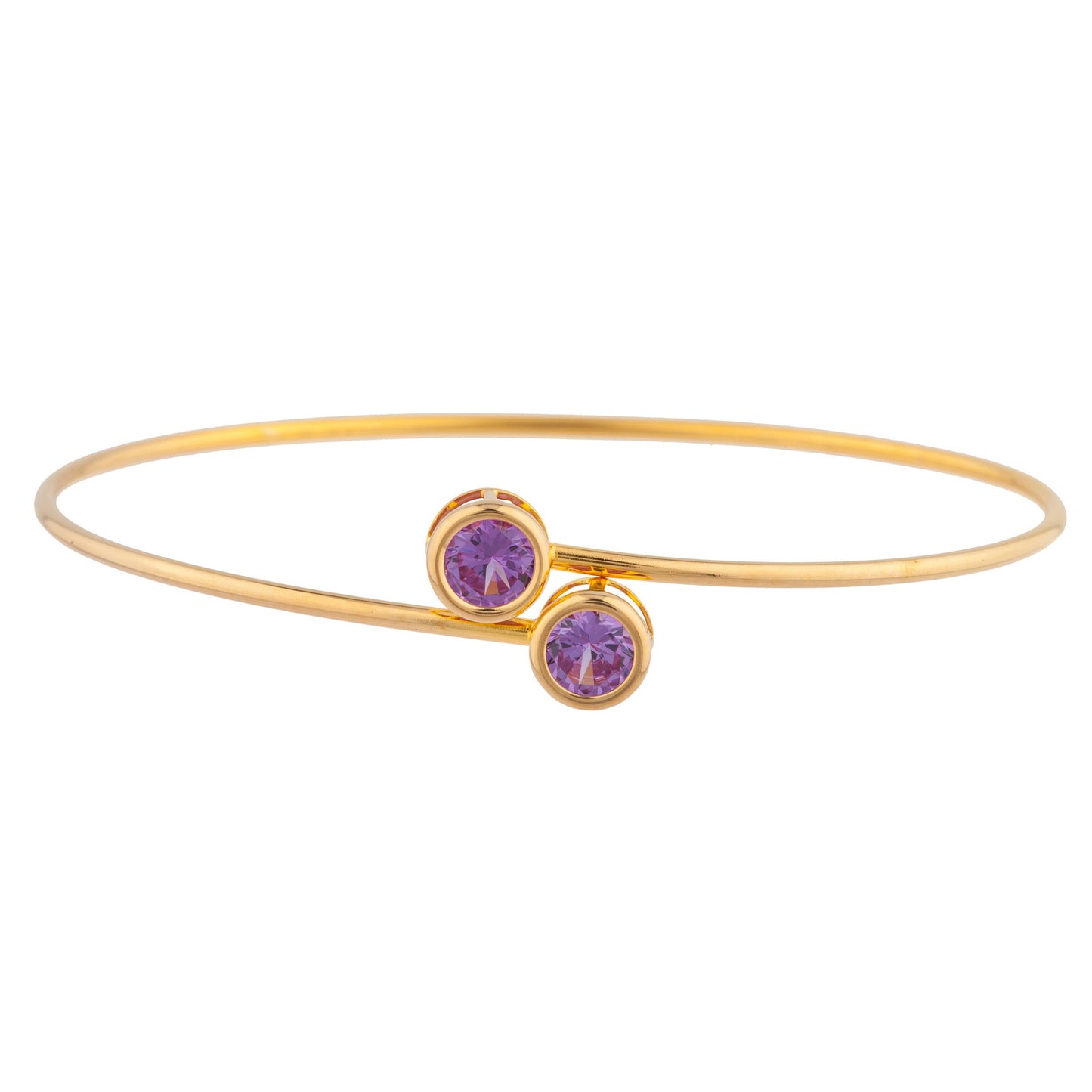 14Kt Gold Alexandrite Round Bezel Bangle Bracelet