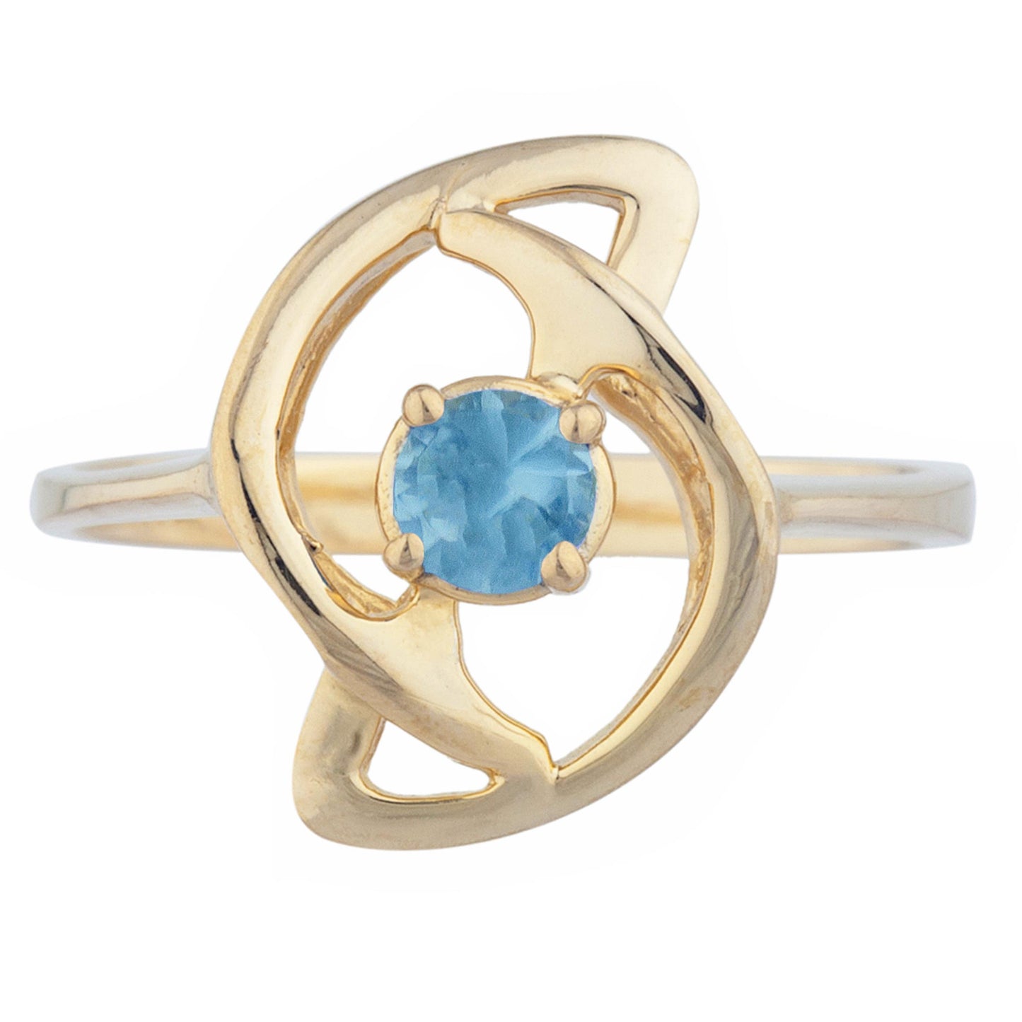 14Kt Gold Blue Topaz Infinity Design Ring