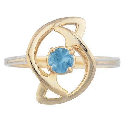 14Kt Gold Blue Topaz Infinity Design Ring