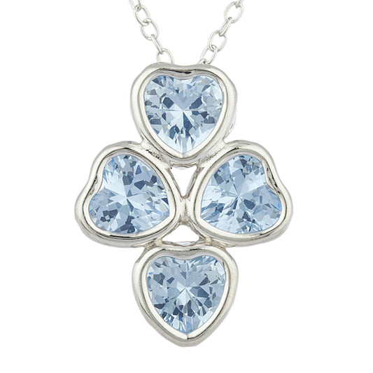 Genuine Aquamarine Heart Bezel Pendant .925 Sterling Silver