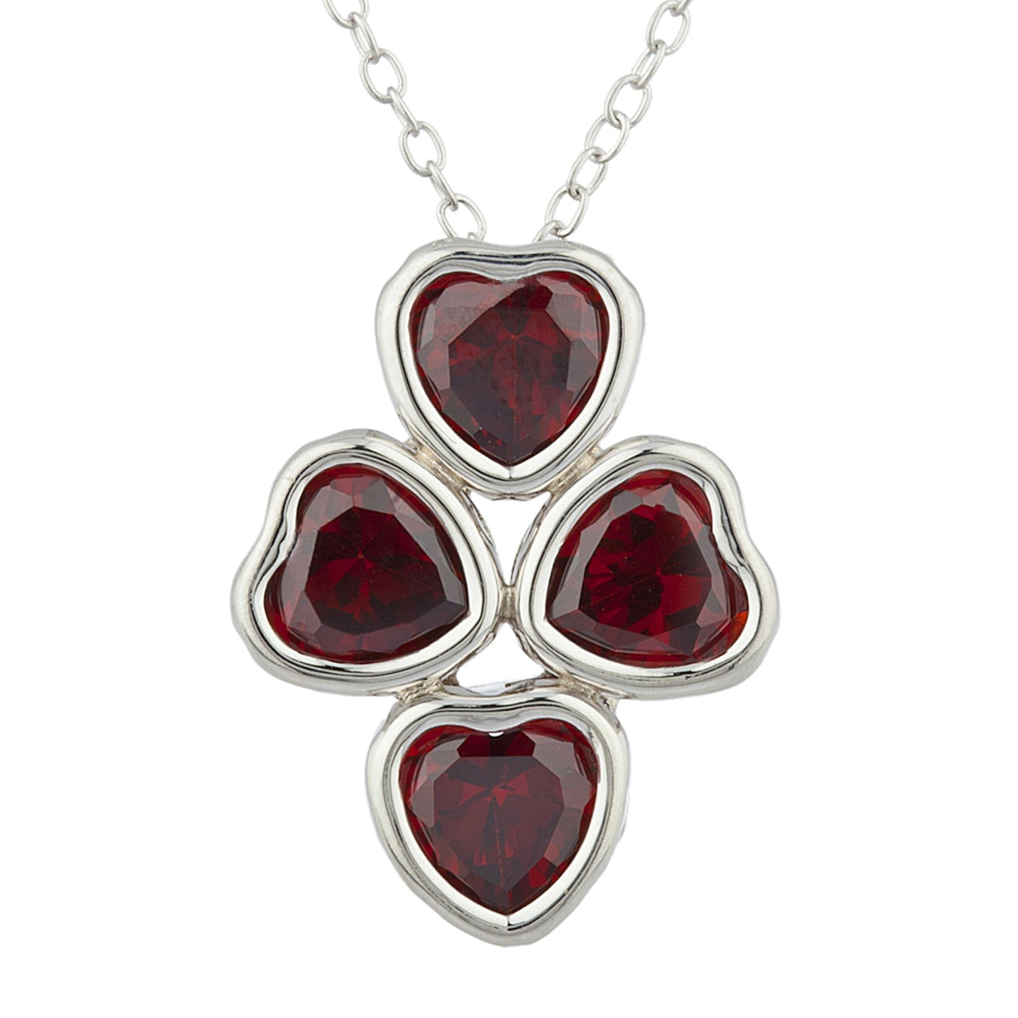 Garnet Heart Bezel Pendant .925 Sterling Silver