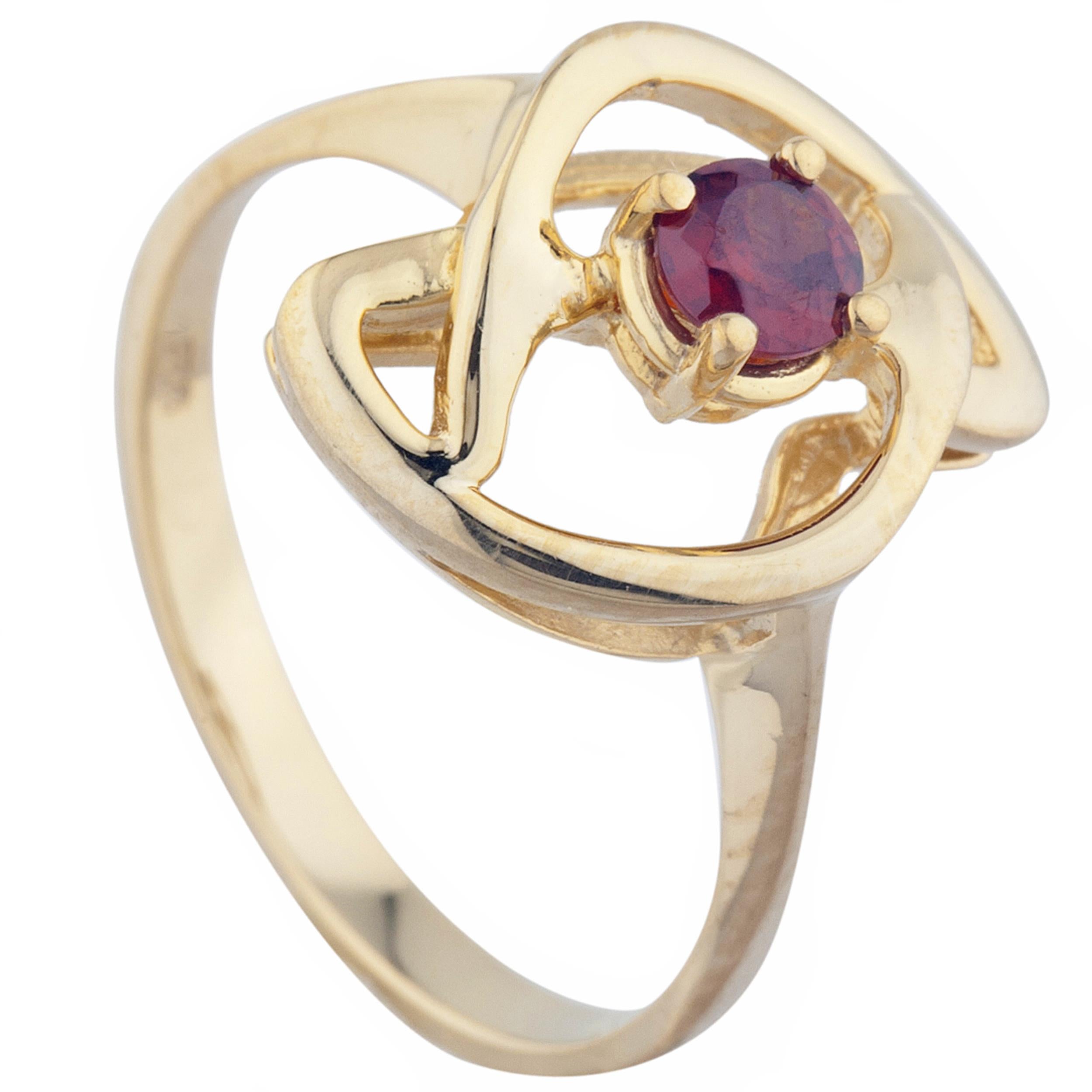 14Kt Gold Garnet Infinity Design Ring