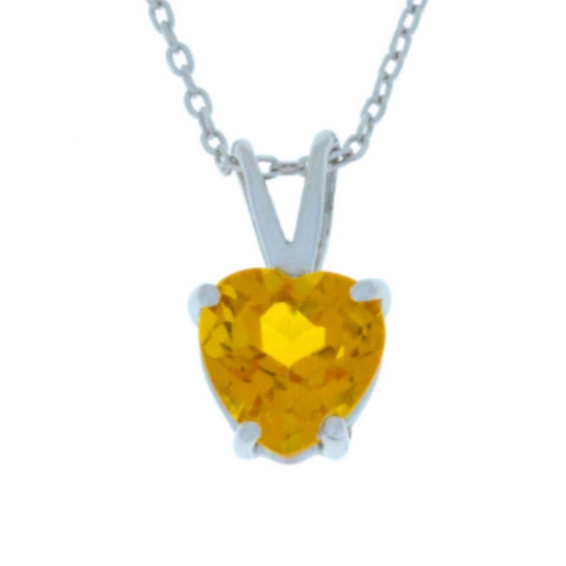 14Kt Gold Citrine Heart Pendant Necklace