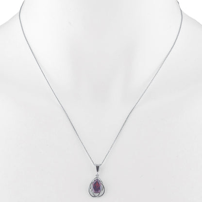 14Kt Gold 2 Ct Garnet Pear Teardrop Design Pendant Necklace