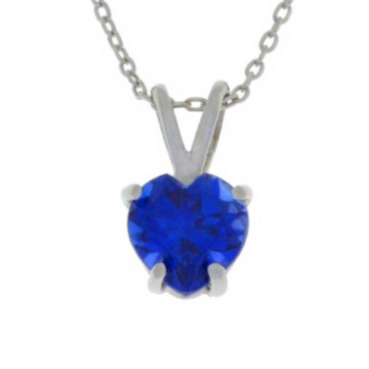 14Kt Gold Blue Sapphire Heart Pendant Necklace