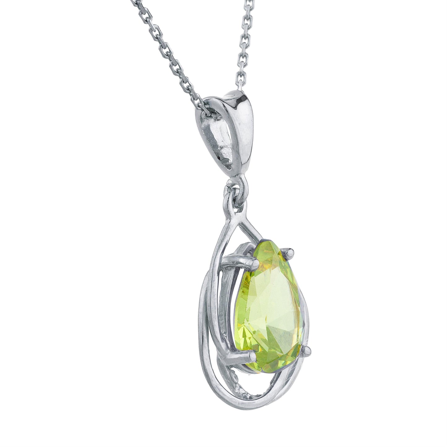 14Kt Gold 2 Ct Peridot Pear Teardrop Design Pendant Necklace