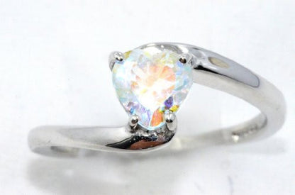 1 Ct Mercury Mist Mystic Topaz Heart Ring .925 Sterling Silver Rhodium Finish