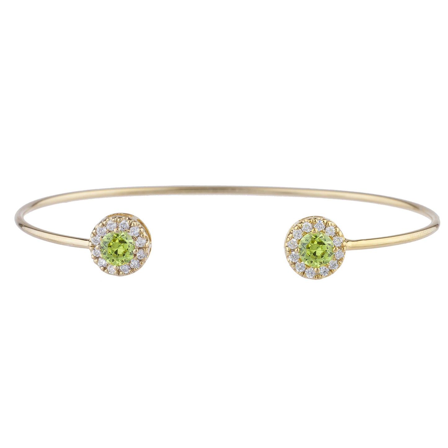 1 Ct Peridot Halo Design Round Bangle Bracelet 14Kt Yellow Gold Rose Gold Silver