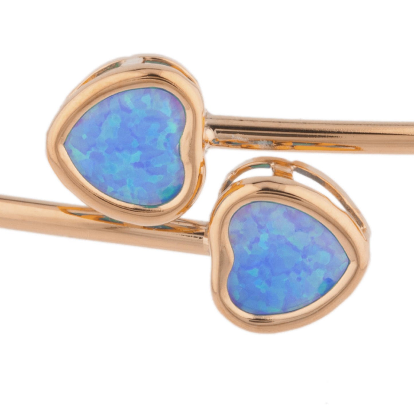 14Kt Rose Gold Plated Blue Opal Heart Bezel Bangle Bracelet