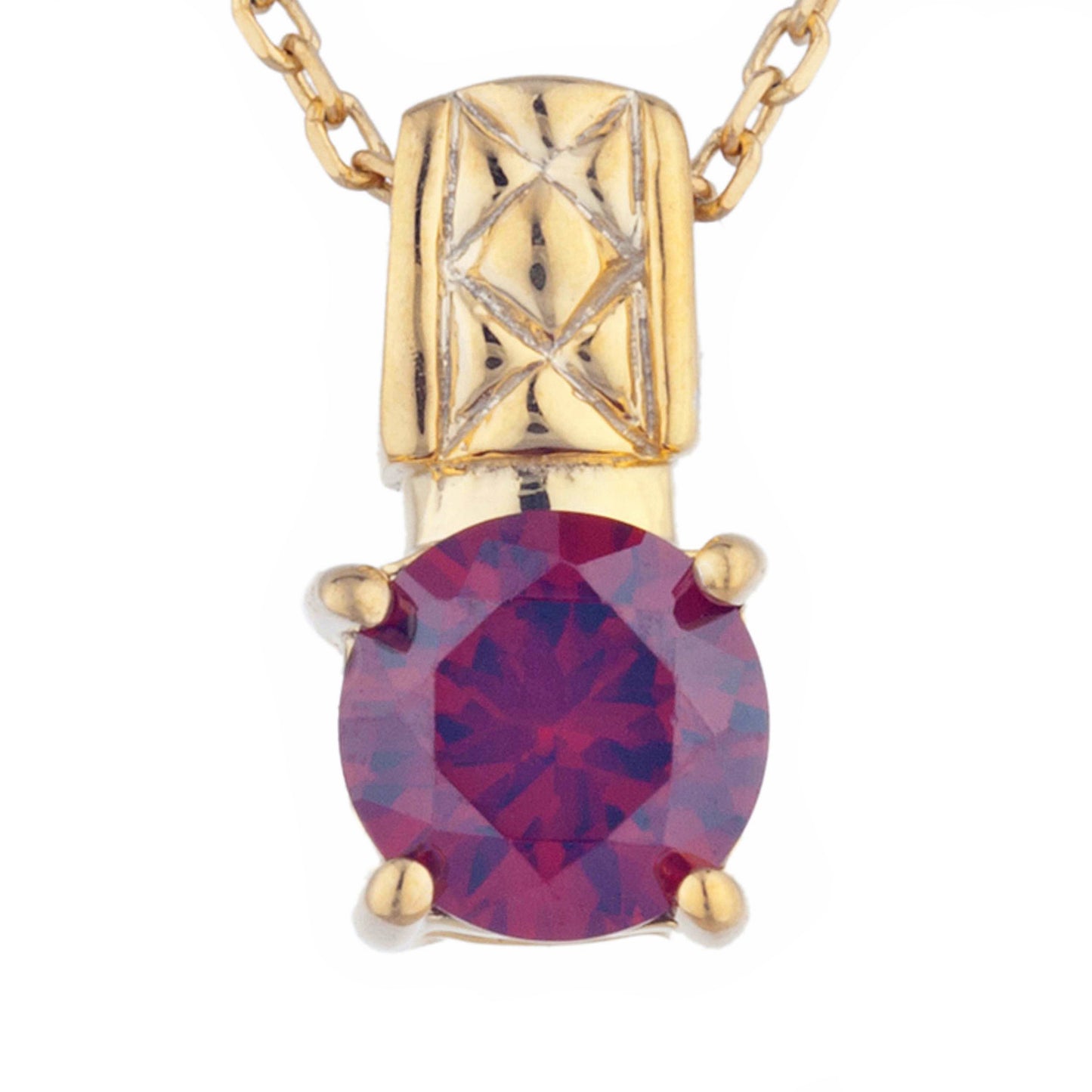 14Kt Yellow Gold Plated Garnet Round Design Pendant