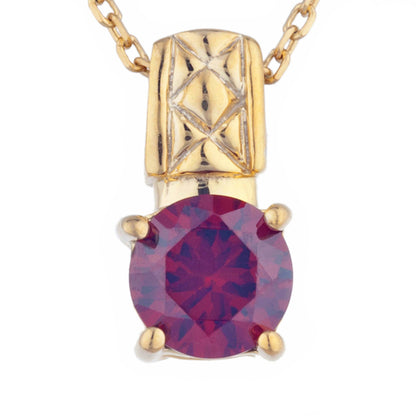 14Kt Yellow Gold Plated Garnet Round Design Pendant