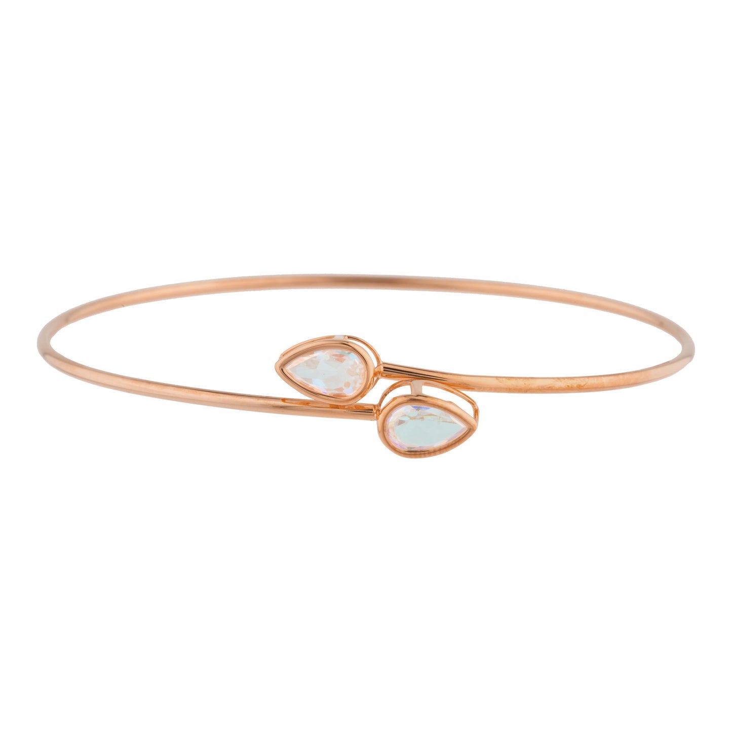 14Kt Rose Gold Plated Natural Mercury Mist Mystic Topaz Pear Bezel Bangle Bracelet