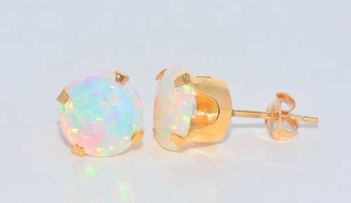14Kt Yellow Gold Opal Stud Earrings & Pendant Set