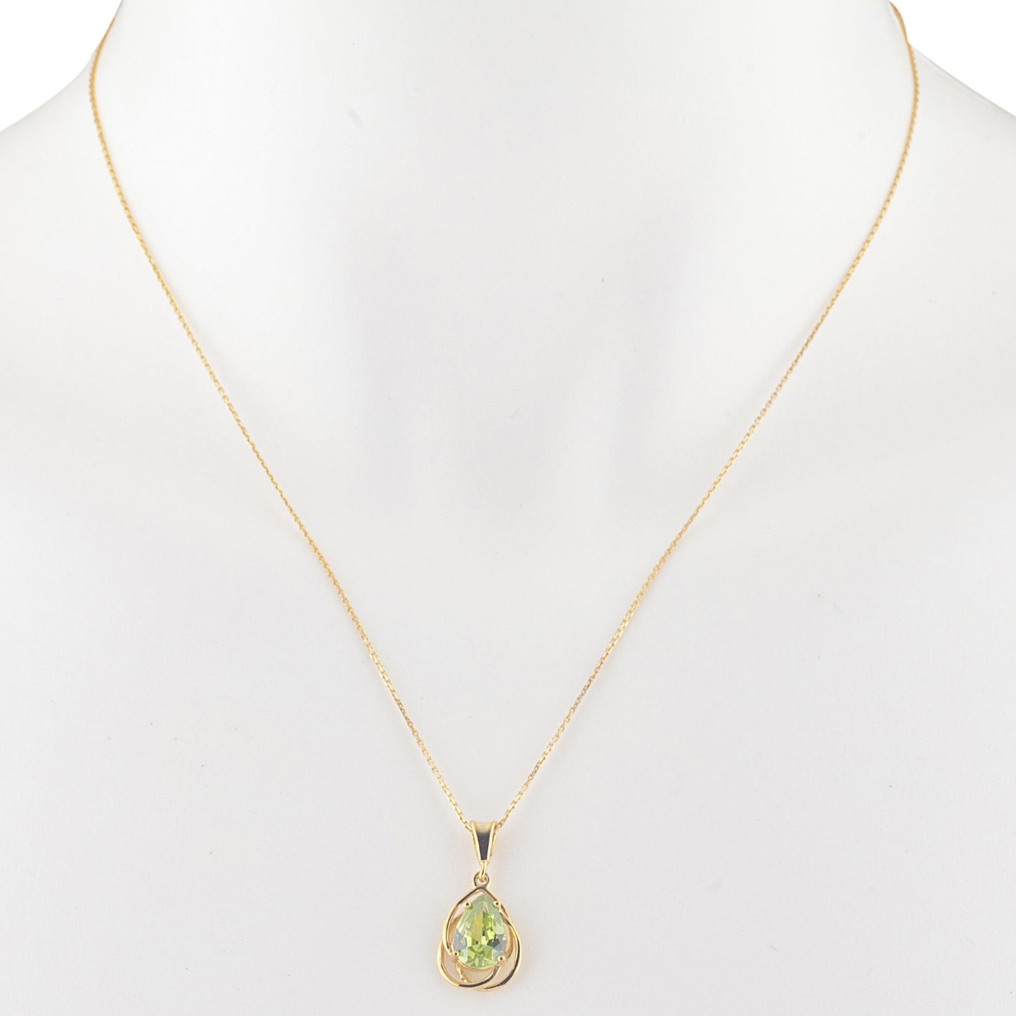 14Kt Yellow Gold Plated Peridot Pear Teardrop Design Pendant