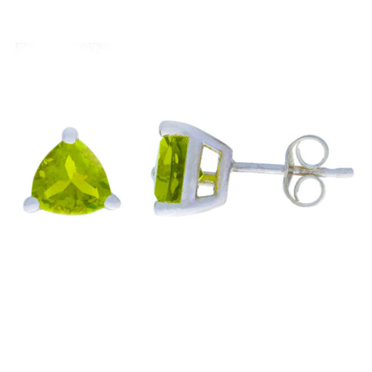 14Kt Gold Peridot Trillion Stud Earrings