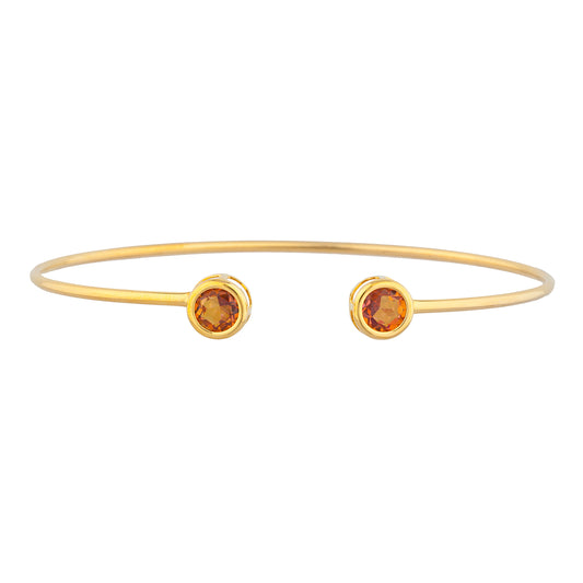 14Kt Yellow Gold Plated Natural Ecstasy Mystic Topaz Round Bezel Bangle Bracelet