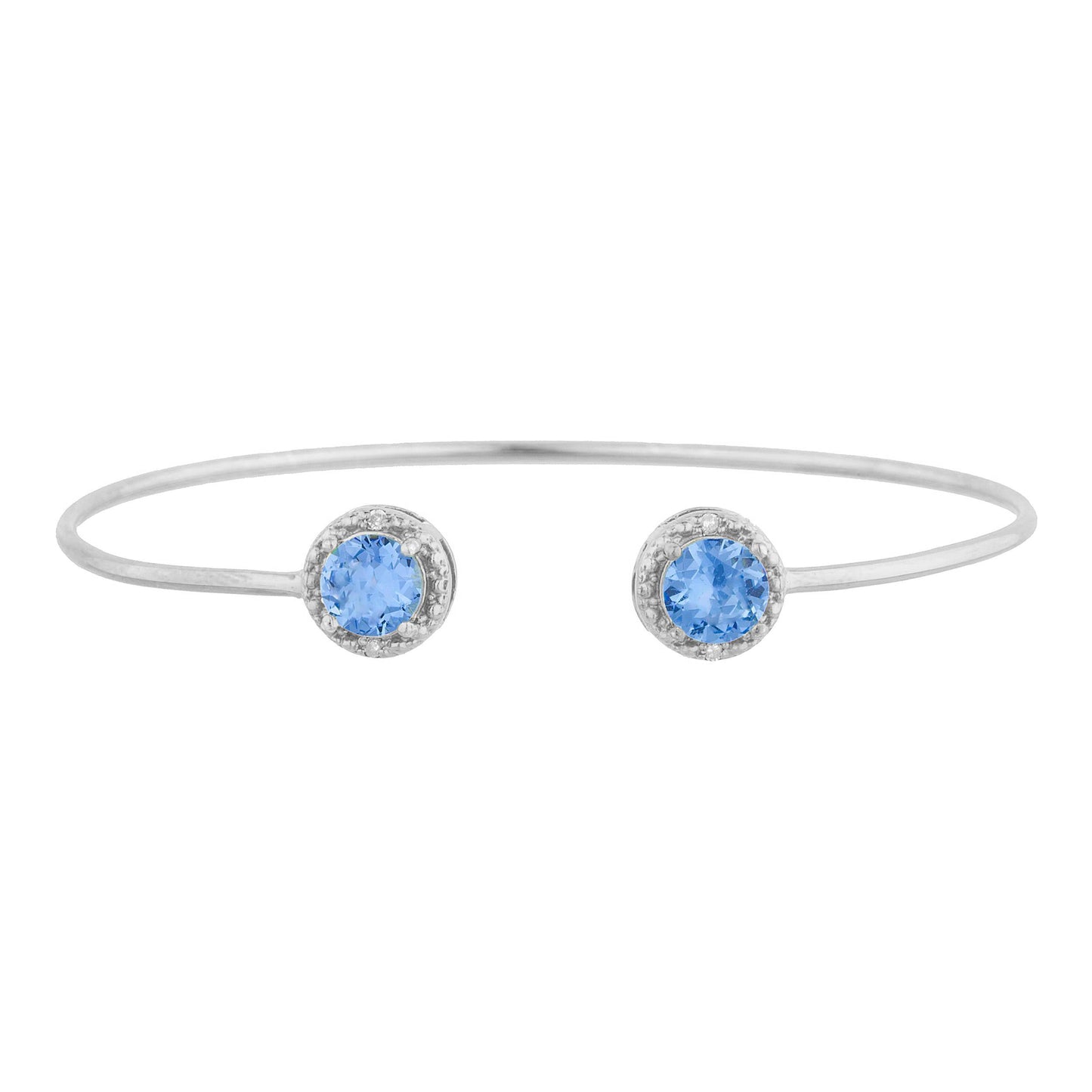 14Kt Gold Tanzanite & Diamond Round Bangle Bracelet