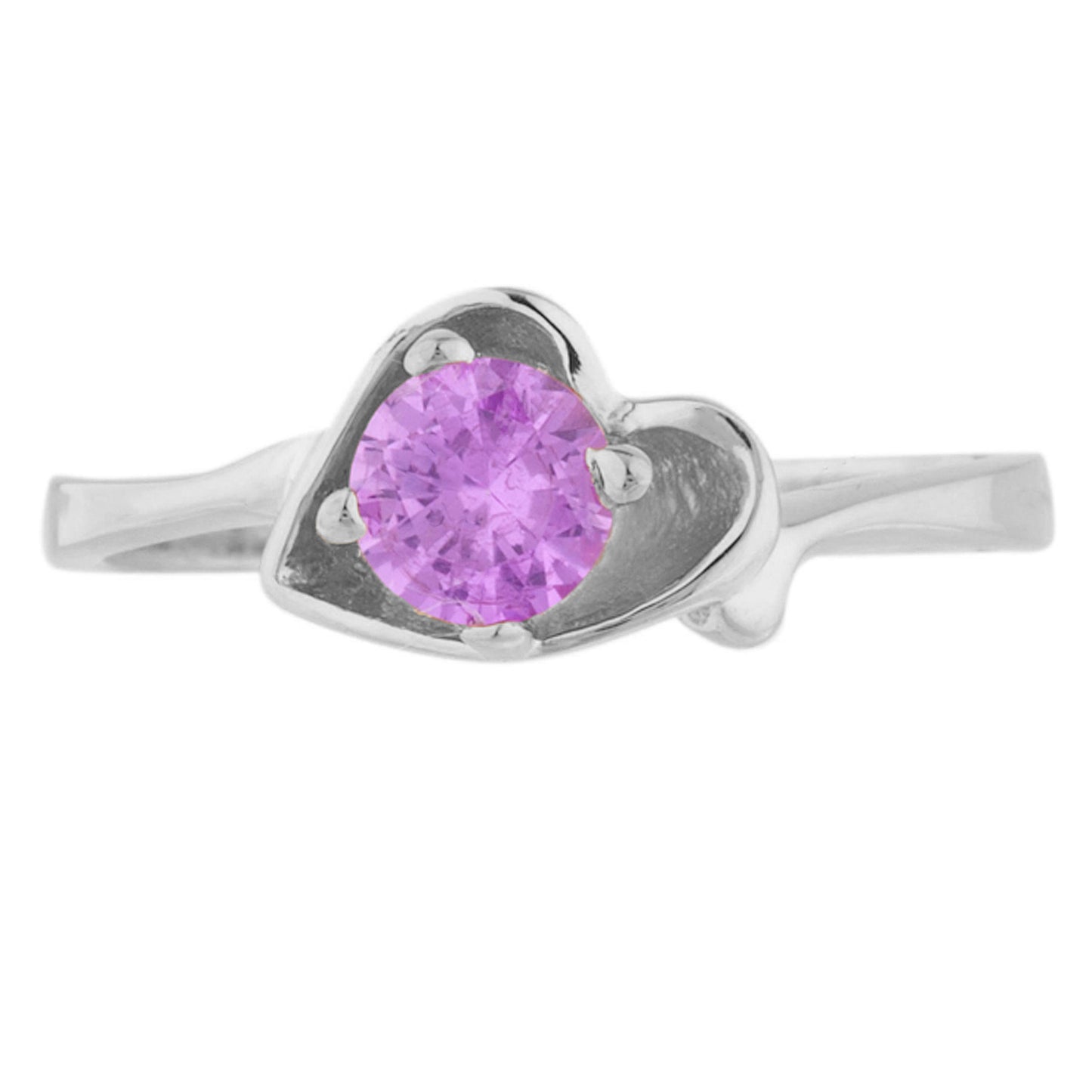 14Kt Gold Pink Sapphire Round Heart Ring