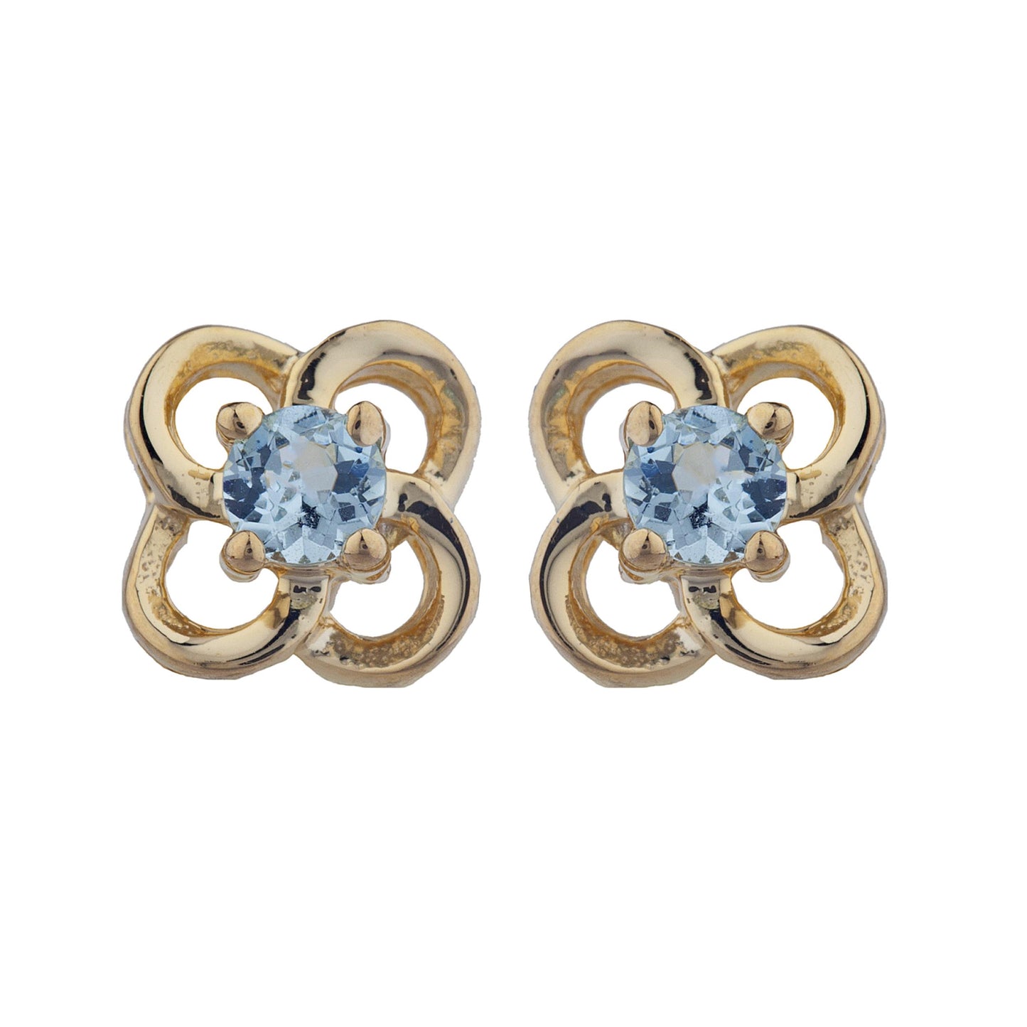 14Kt Gold Genuine Aquamarine Love Knot Stud Earrings