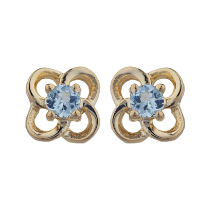 14Kt Gold Genuine Aquamarine Love Knot Stud Earrings