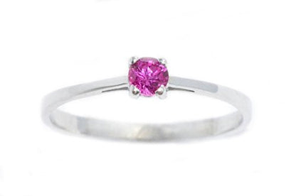 3mm Ruby Round Ring .925 Sterling Silver Rhodium Finish